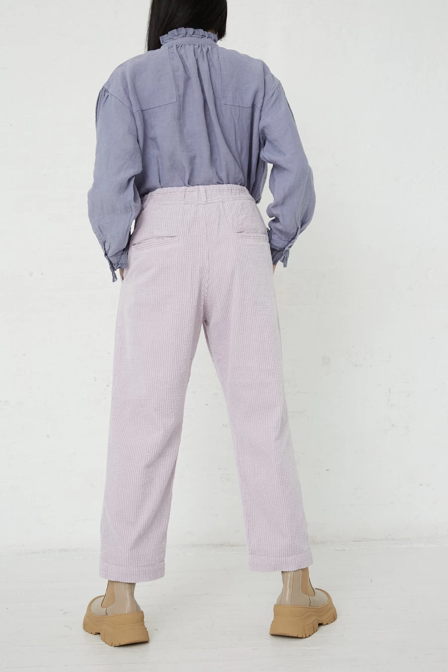 Nest Robe Women's Lavender Cotton Corduroy Easy Pants | Oroboro Relaxed Fit Comfortable Trousers