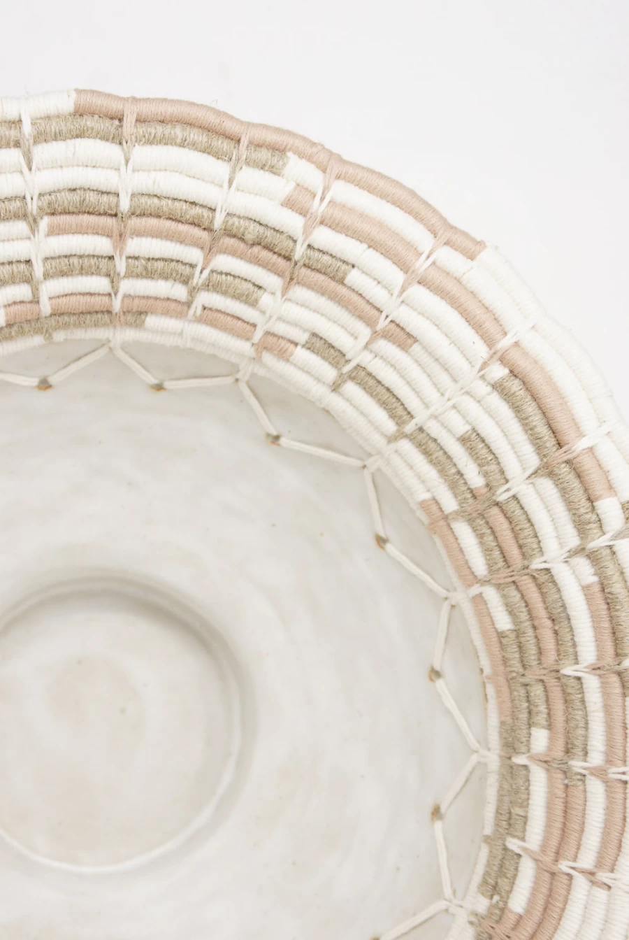 Karen Tinney Ceramic Vessel #725 - Handcrafted Tan, White & Blush Art Pottery | Oroboro Store NYC