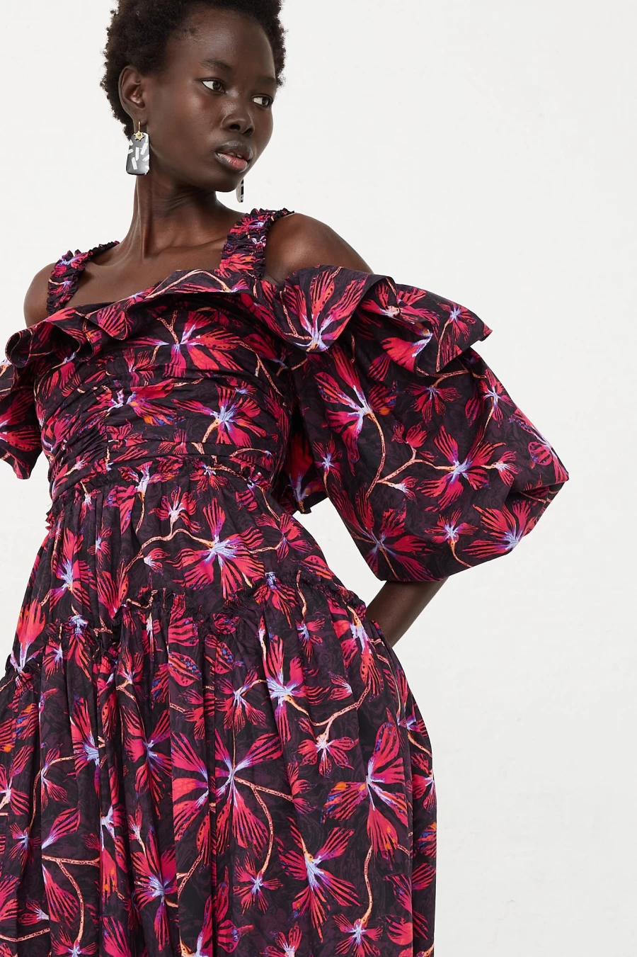 Ulla Johnson Caprice Zinnia Midi Dress | Floral Printed Boho Chic Style