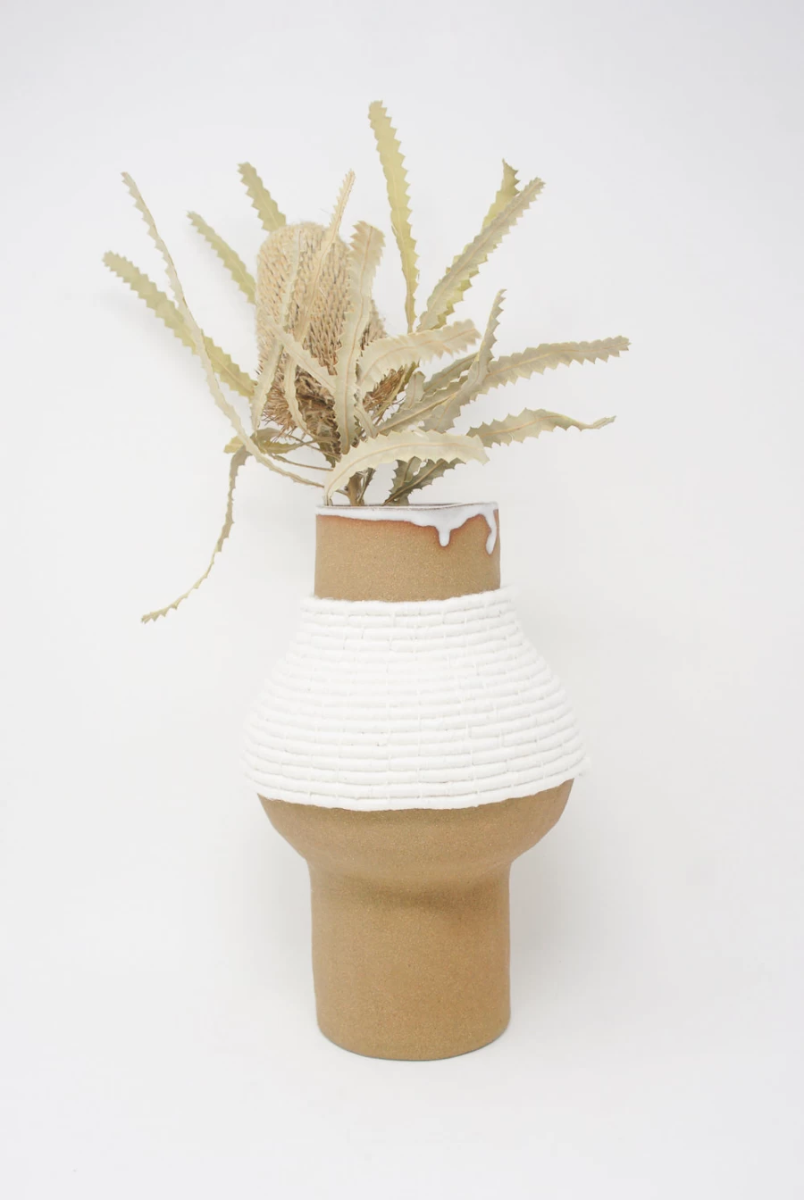 Karen Tinney Ceramic Vessel #724 - Handcrafted Natural & White Art Pottery | Oroboro Store New York