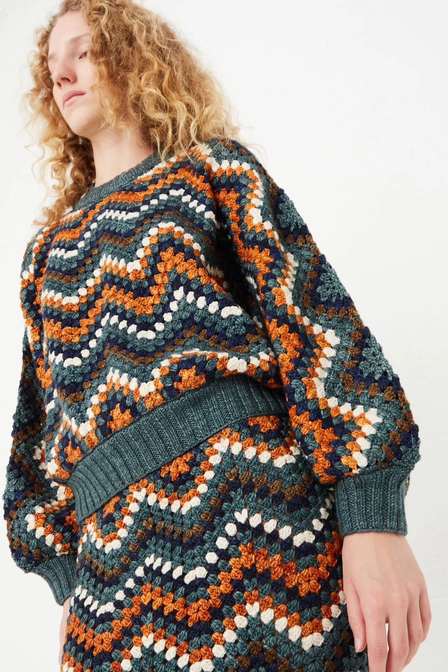 Misha & Puff Zaha Sweater - Camp Green Knitwear for Kids | Oroboro Store
