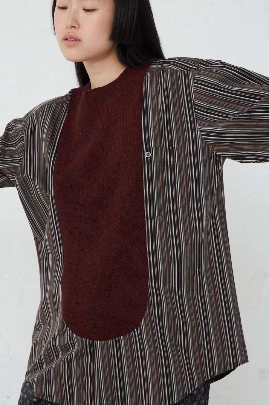 Bless No. 68 Striped Front Insert Pullover - Oroboro Store