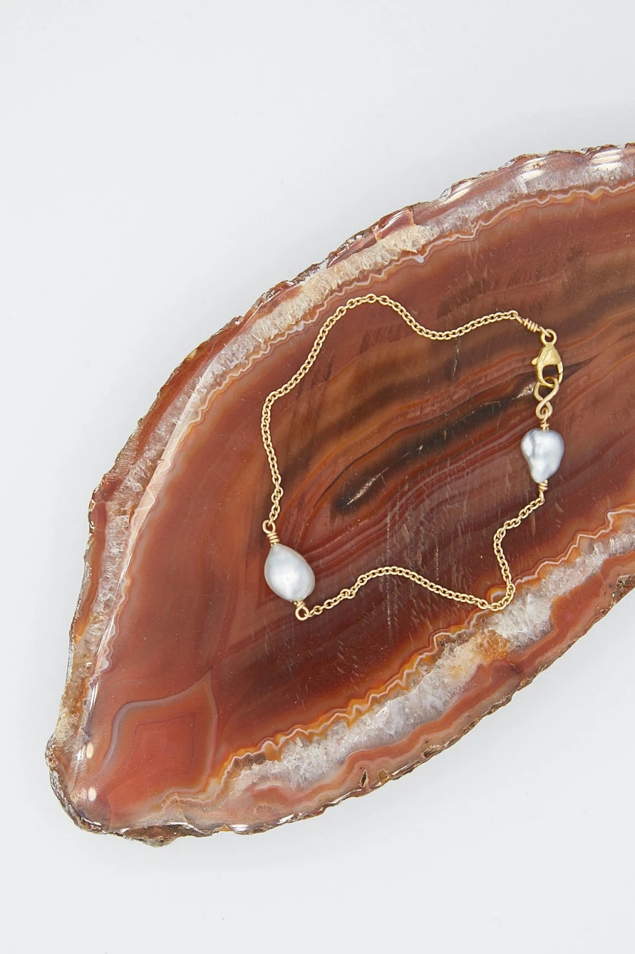 Mary MacGill 14K Gold Keshi Pearl Bracelet - Elegant Pearl Chain Jewelry for Women