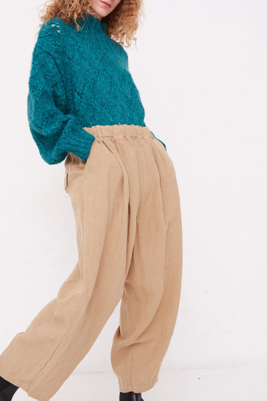 Ichi Antiquit Beige Linen Canvas Pants for Men & Women | Comfortable & Stylish | Oroboro Store