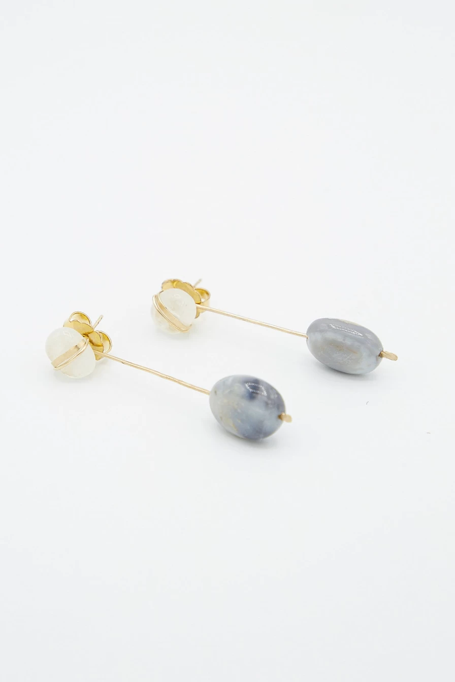 Mary MacGill Moonstone Opal Sculpture Earrings – Handcrafted Artistic Jewelry
