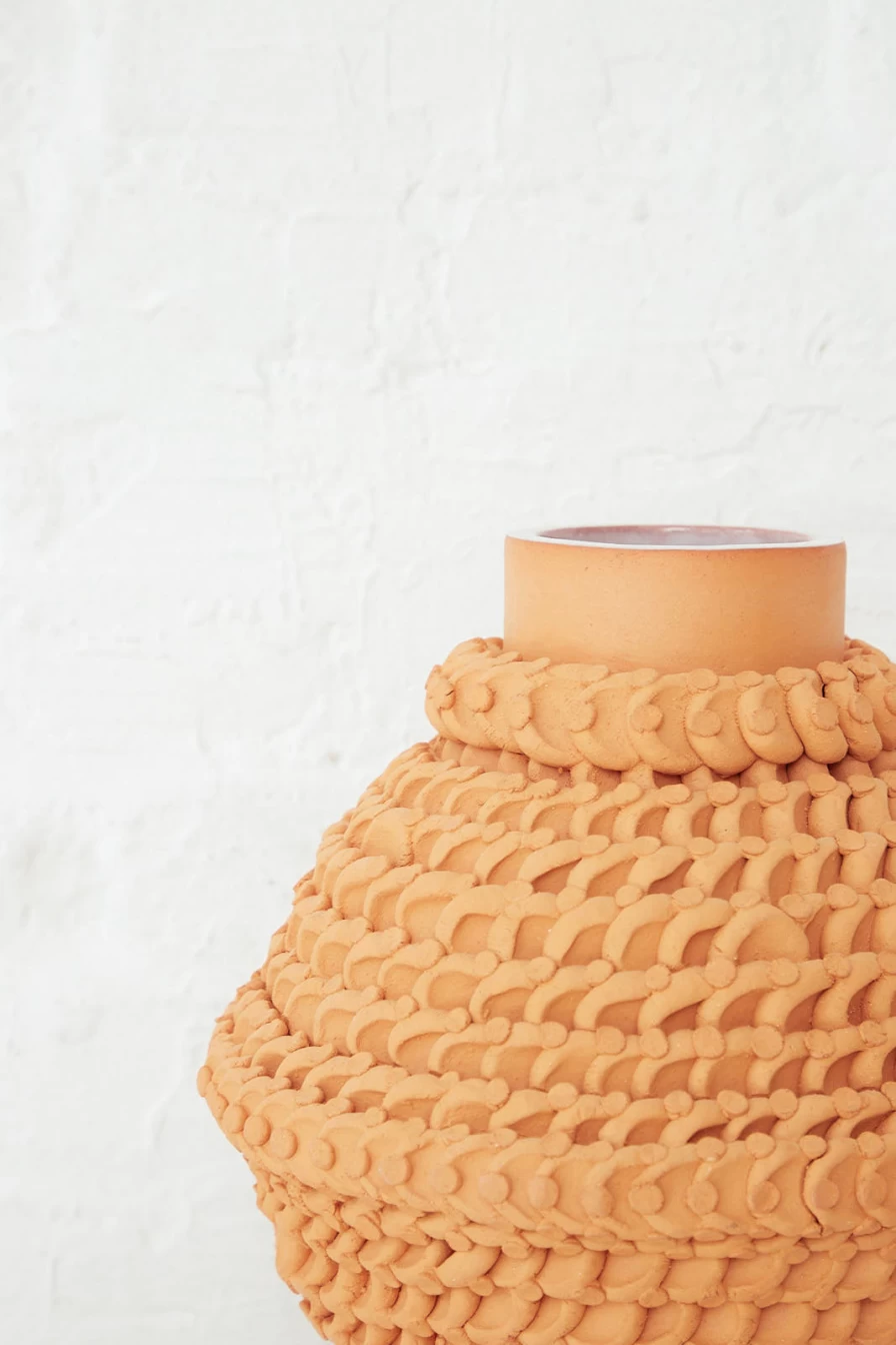 BZIPPY Large Dot Vase in Raw Terracotta – Handmade Ceramic Pottery for Modern Home Decor | Oroboro Collection