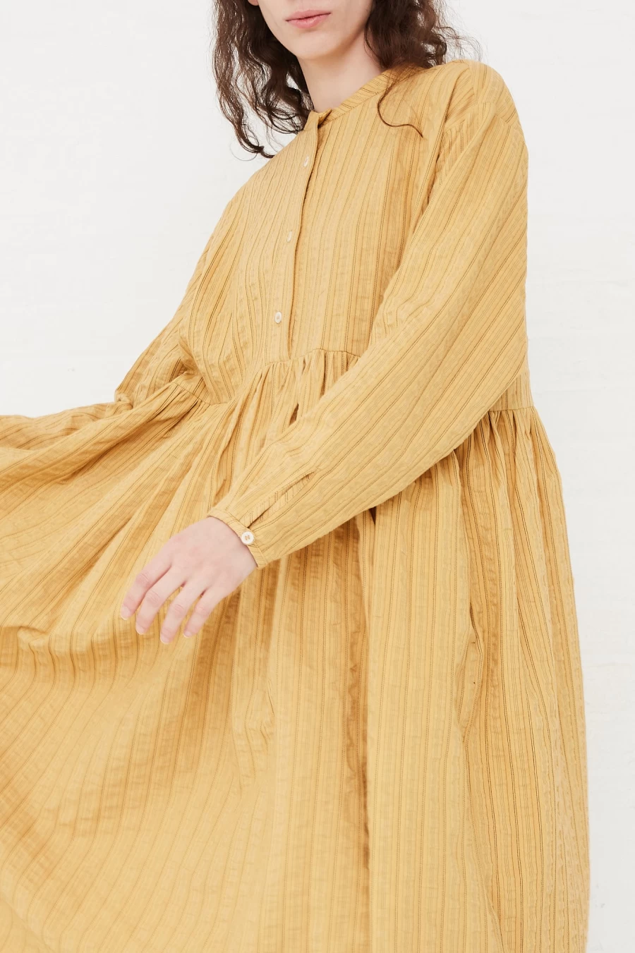 "Cawley Striped Cotton Dress - Elegant Textured Design | Oroboro Store"