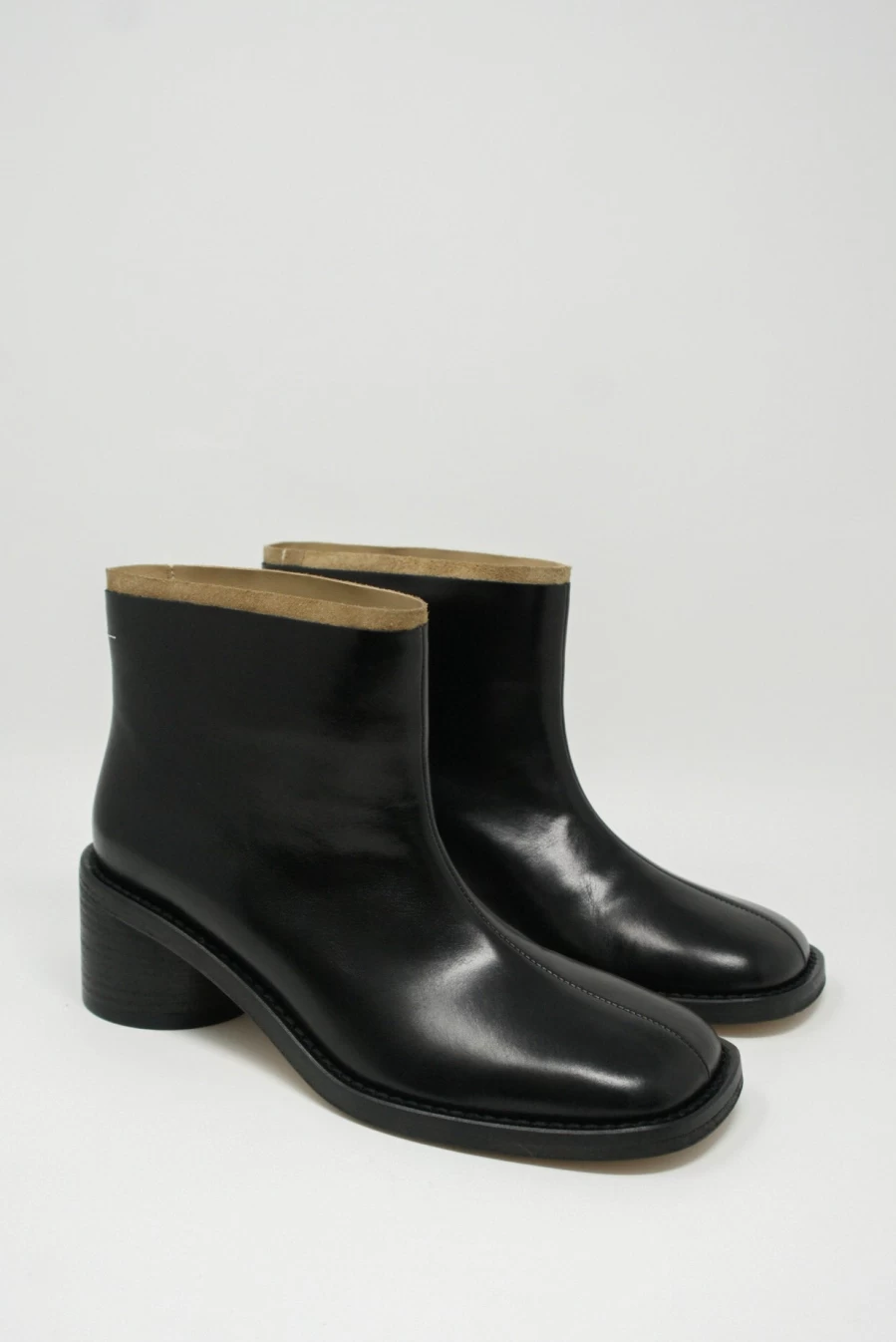 MM6 Maison Margiela Black Leather Ankle Boots | Oroboro Store