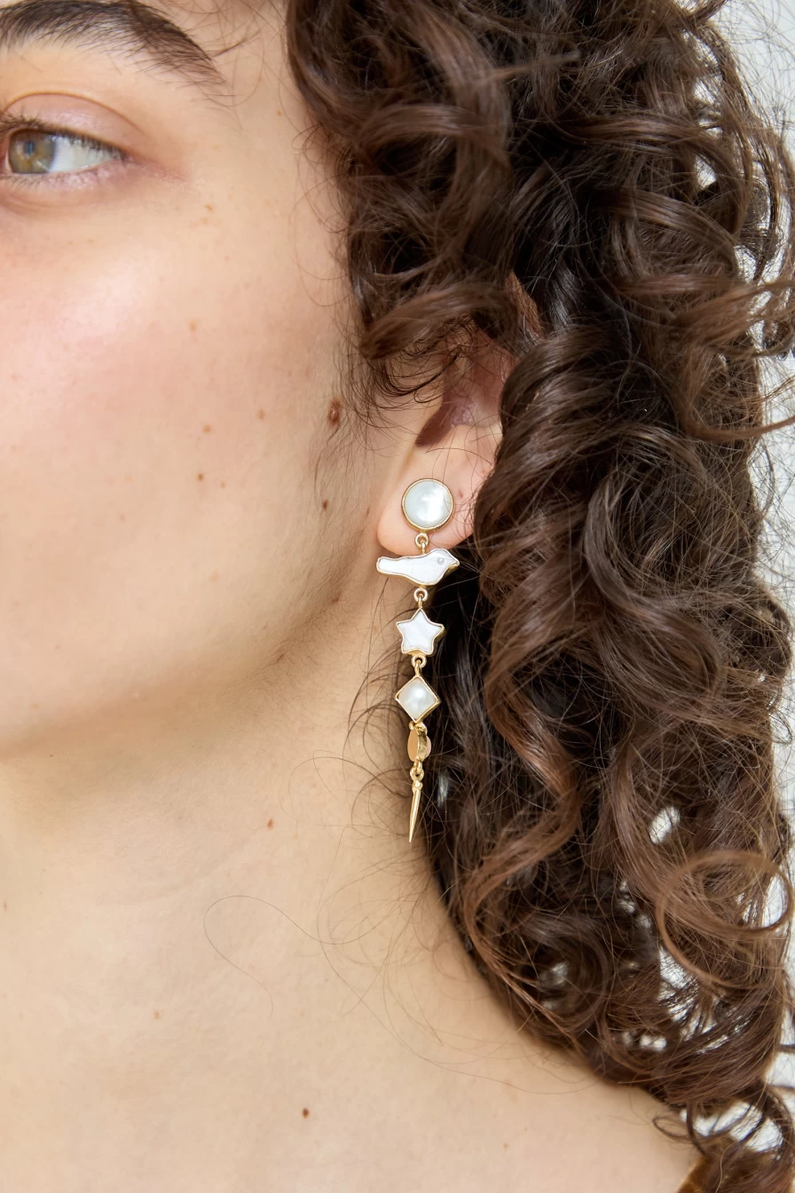 "Grainne Morton Victorian Style Five Charm Drop Earrings - Handcrafted Vintage Jewelry"