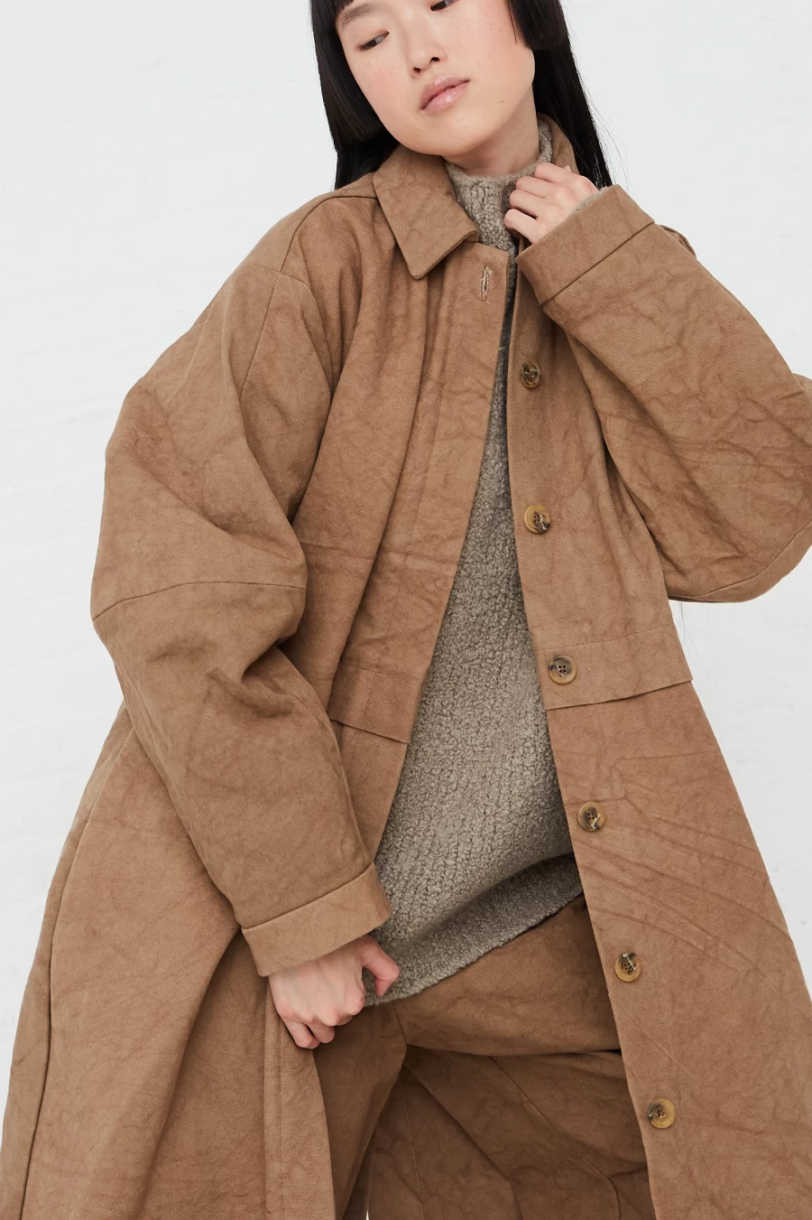 Lauren Manoogian Oversized Canvas Trench Coat in Oroboro | Luxurious Women's Outerwear