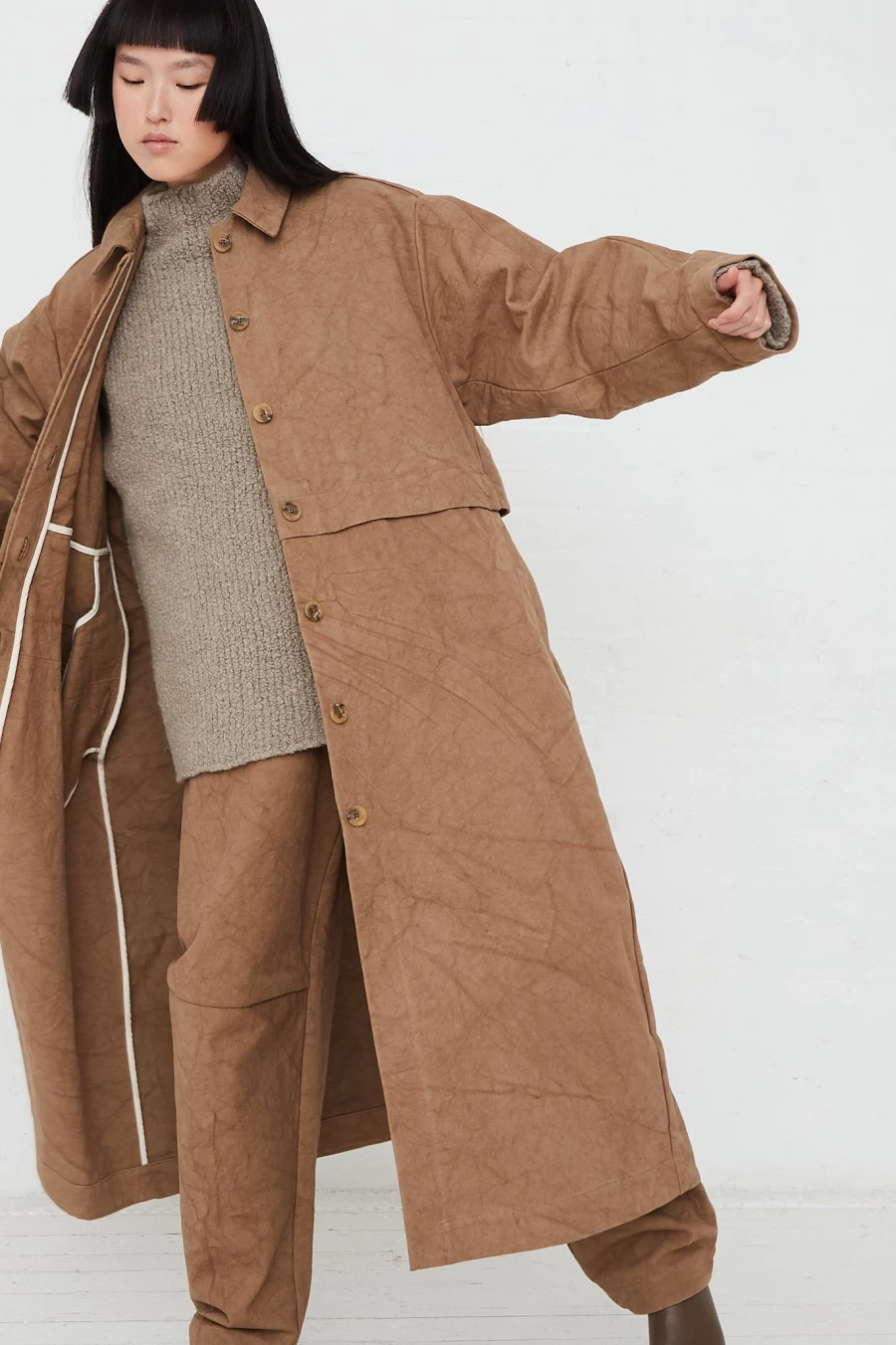 Lauren Manoogian Oversized Canvas Trench Coat in Oroboro | Luxurious Women's Outerwear