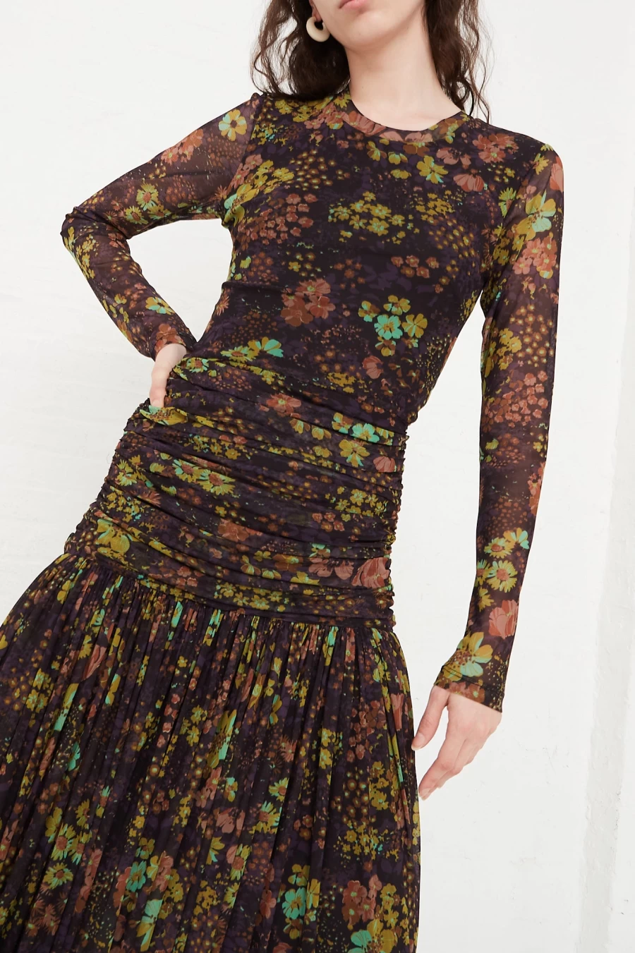 Rachel Comey Tanya Mesh Floral Dress in Eggplant Purple | Oroboro Collection