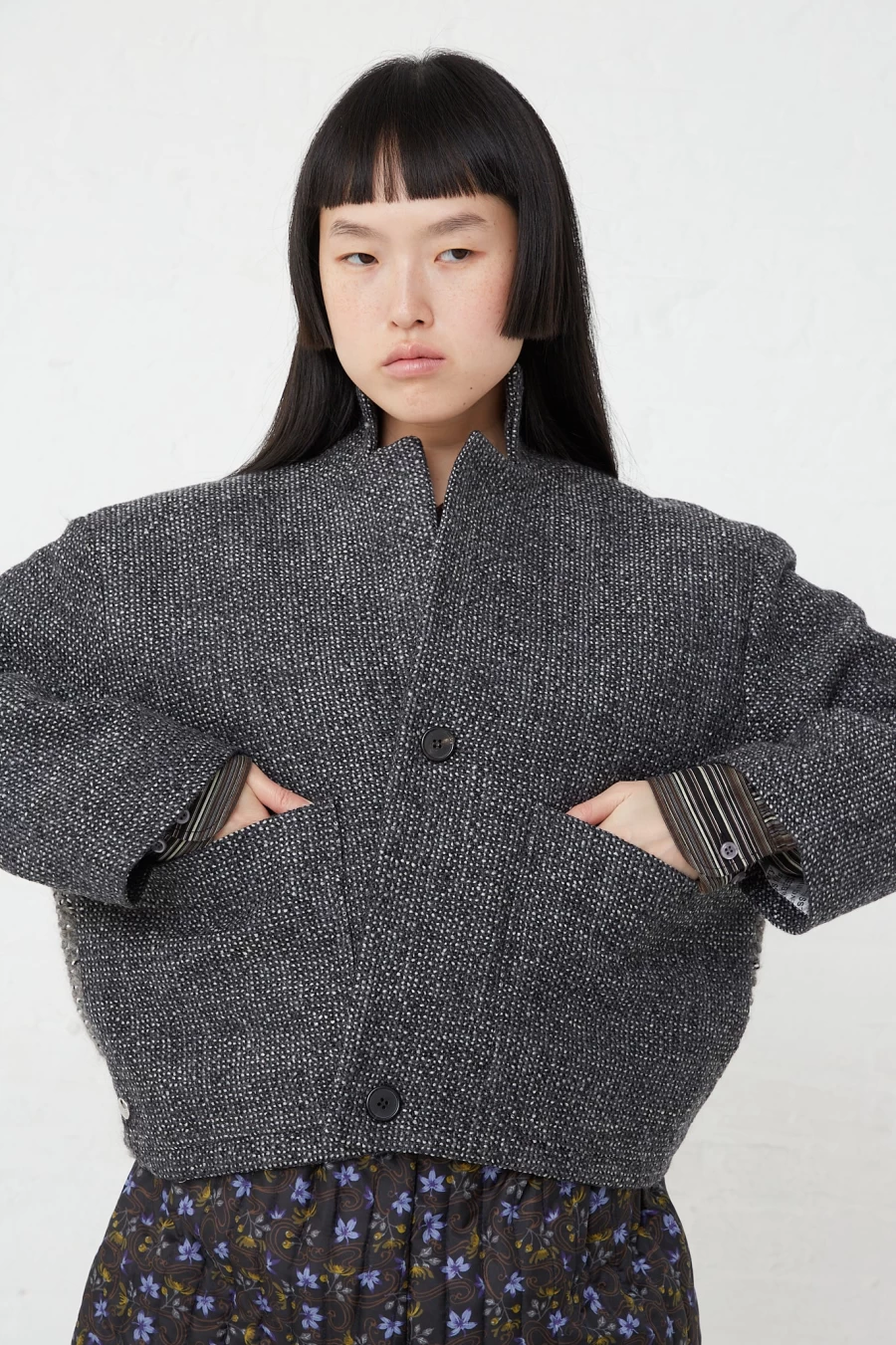 Bless Work Jacket No. 75 - Grey Mix Cotton Utility Jacket by Oroboro | Durable Men's Outerwear