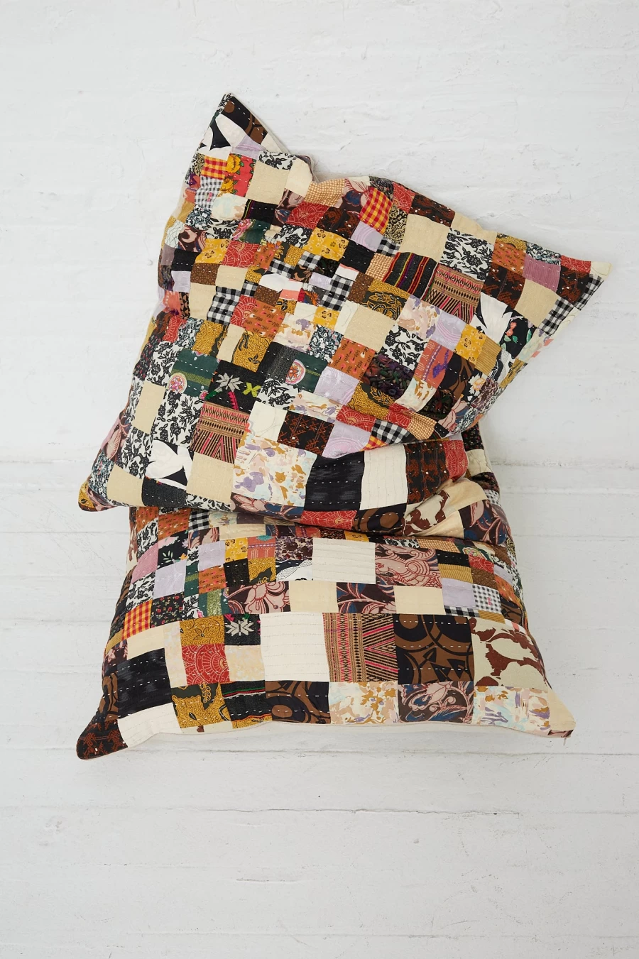 Counterpane Patchwork Pillows - Brown Multi Color Bohemian Style Decorative Throw Pillows | Oroboro Collection