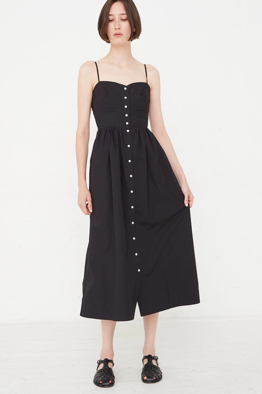 Caron Callahan Lydia Black Poplin Dress | Oroboro Collection | Women's Fashion