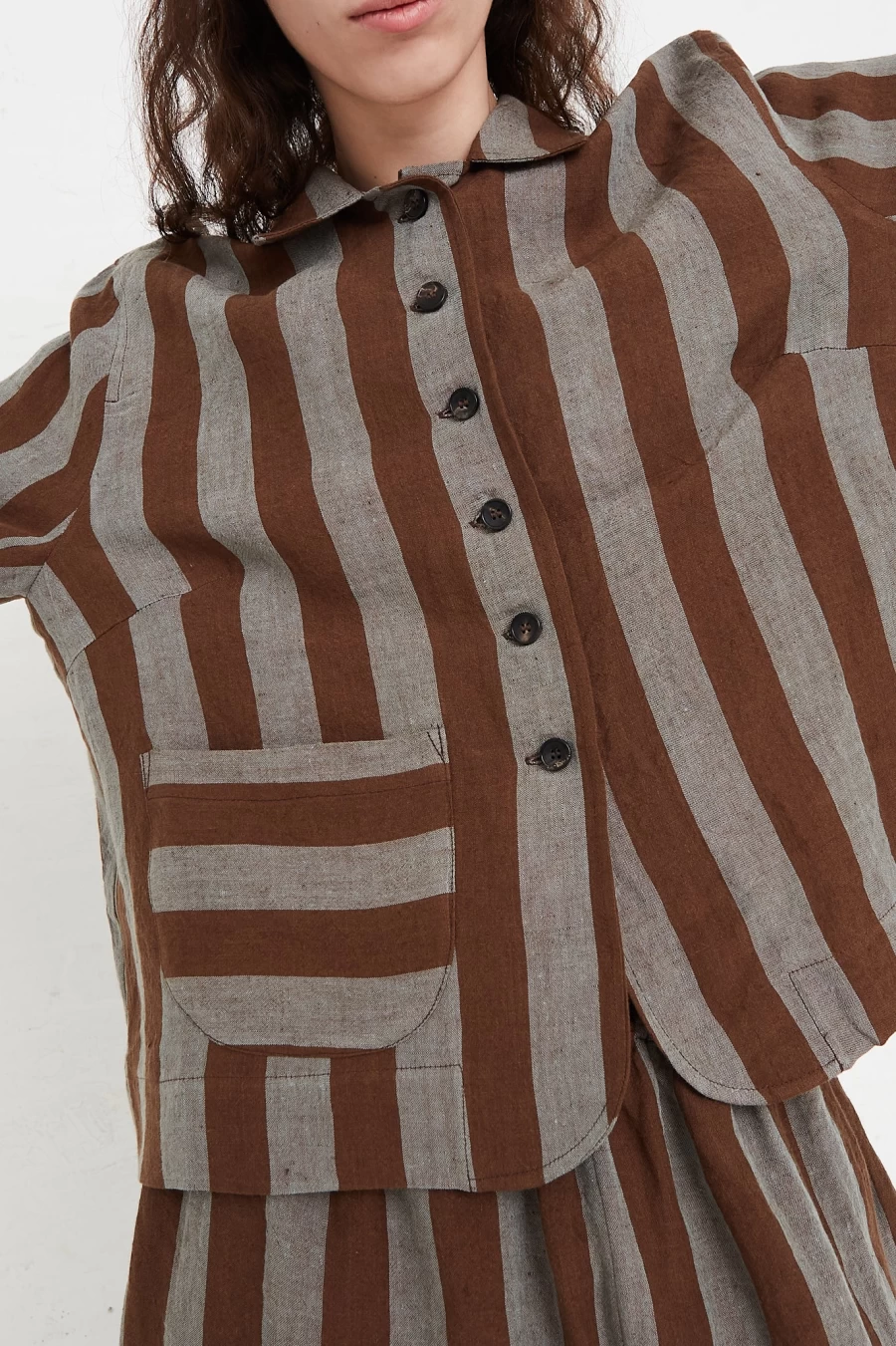 Cawley Lillie Jacket in Striped Irish Linen - Elegant Oroboro Store Collection