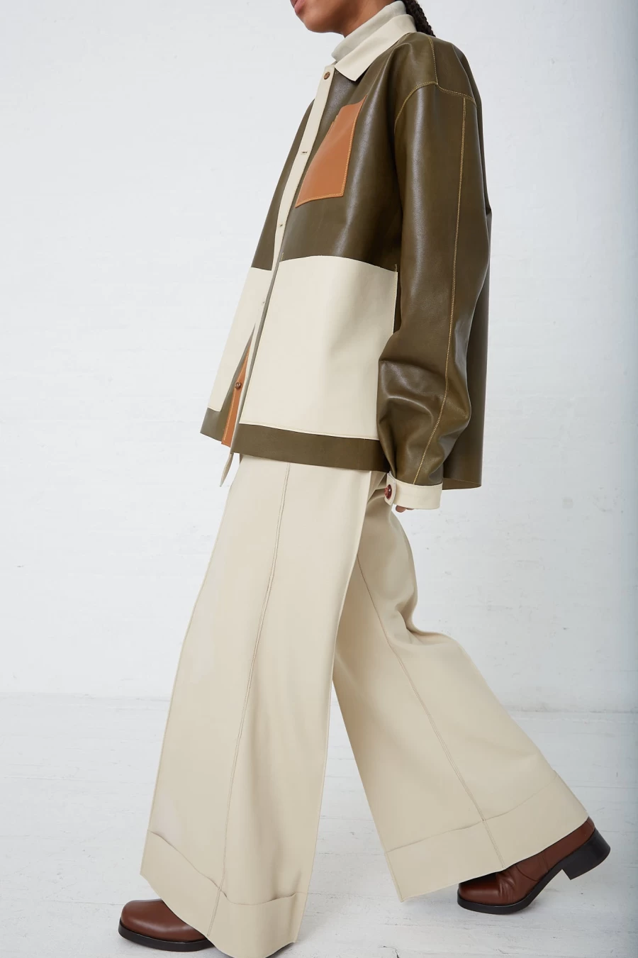 Thank You Have A Good Day Leather Pierrot Flare Pants - Oroboro Store High Waisted Wide Leg Trousers