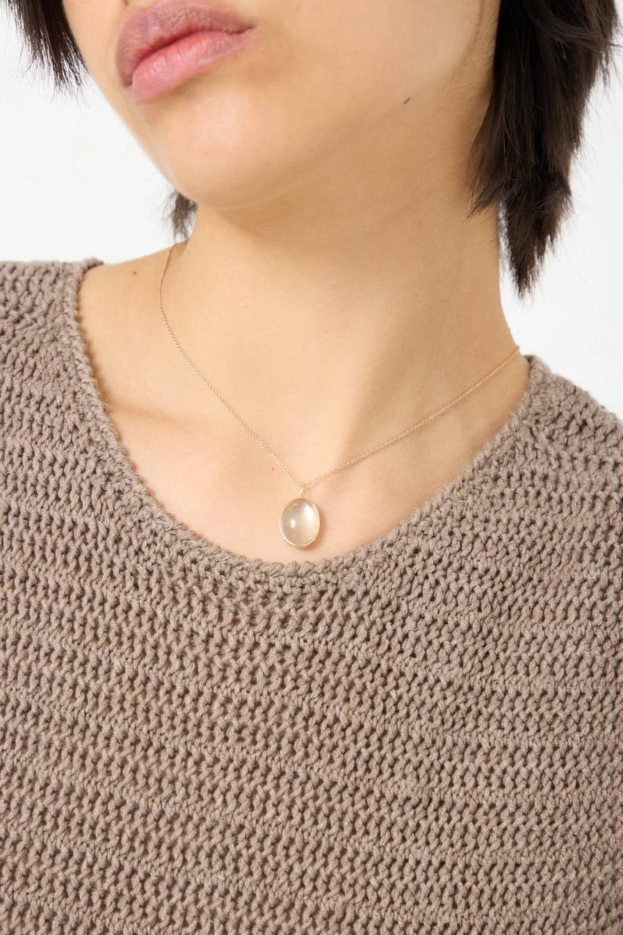 Mary MacGill 14K Gold Floating Necklace with Genuine Ceylon Moonstone - Elegant Handcrafted Jewelry