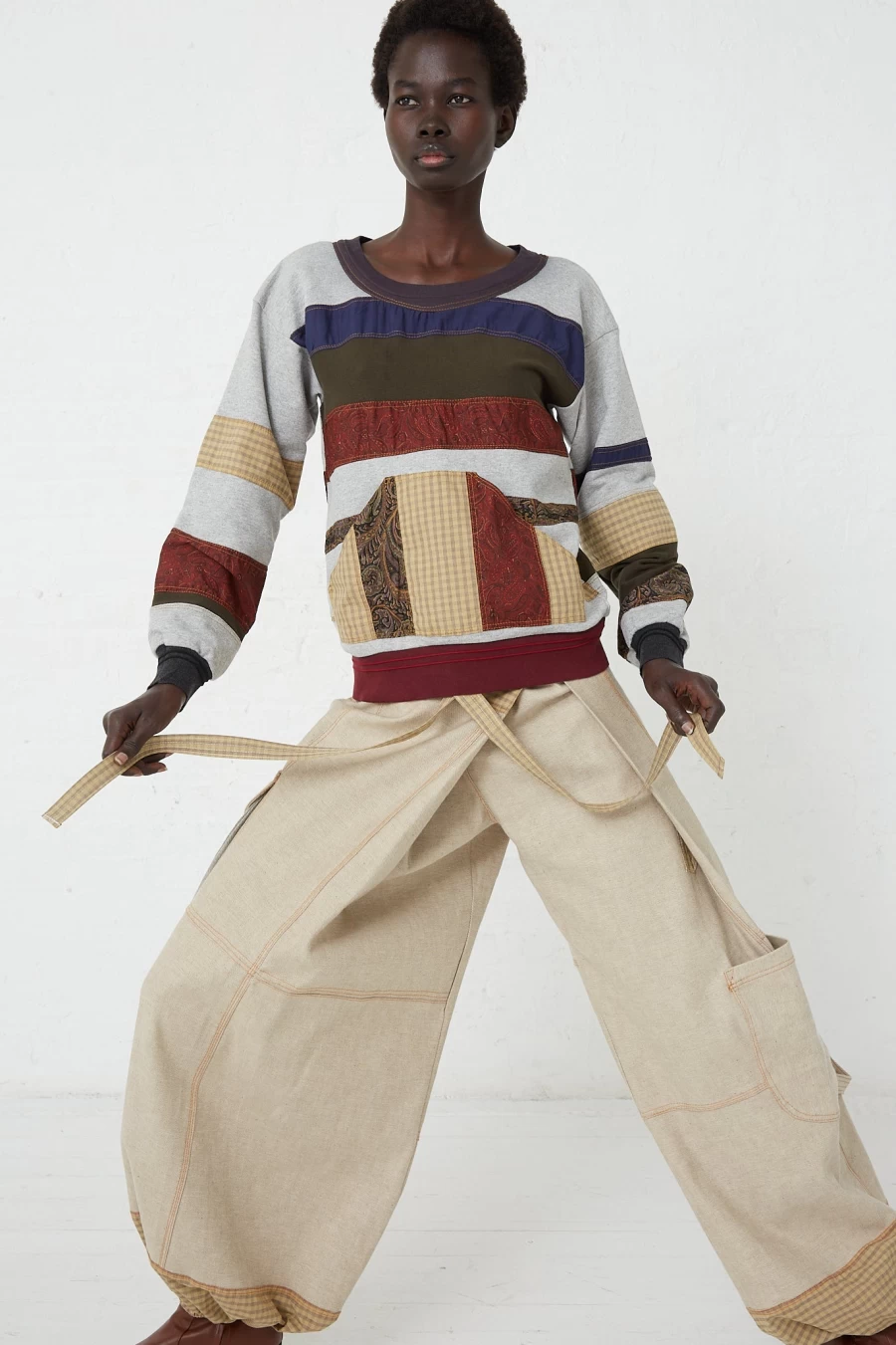 SC103 Jupiter Cotton Check Pants by Oroboro - Comfortable Tent-Style Fit