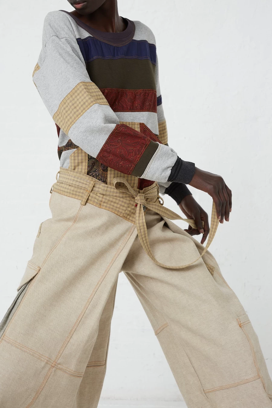 SC103 Jupiter Cotton Check Pants by Oroboro - Comfortable Tent-Style Fit