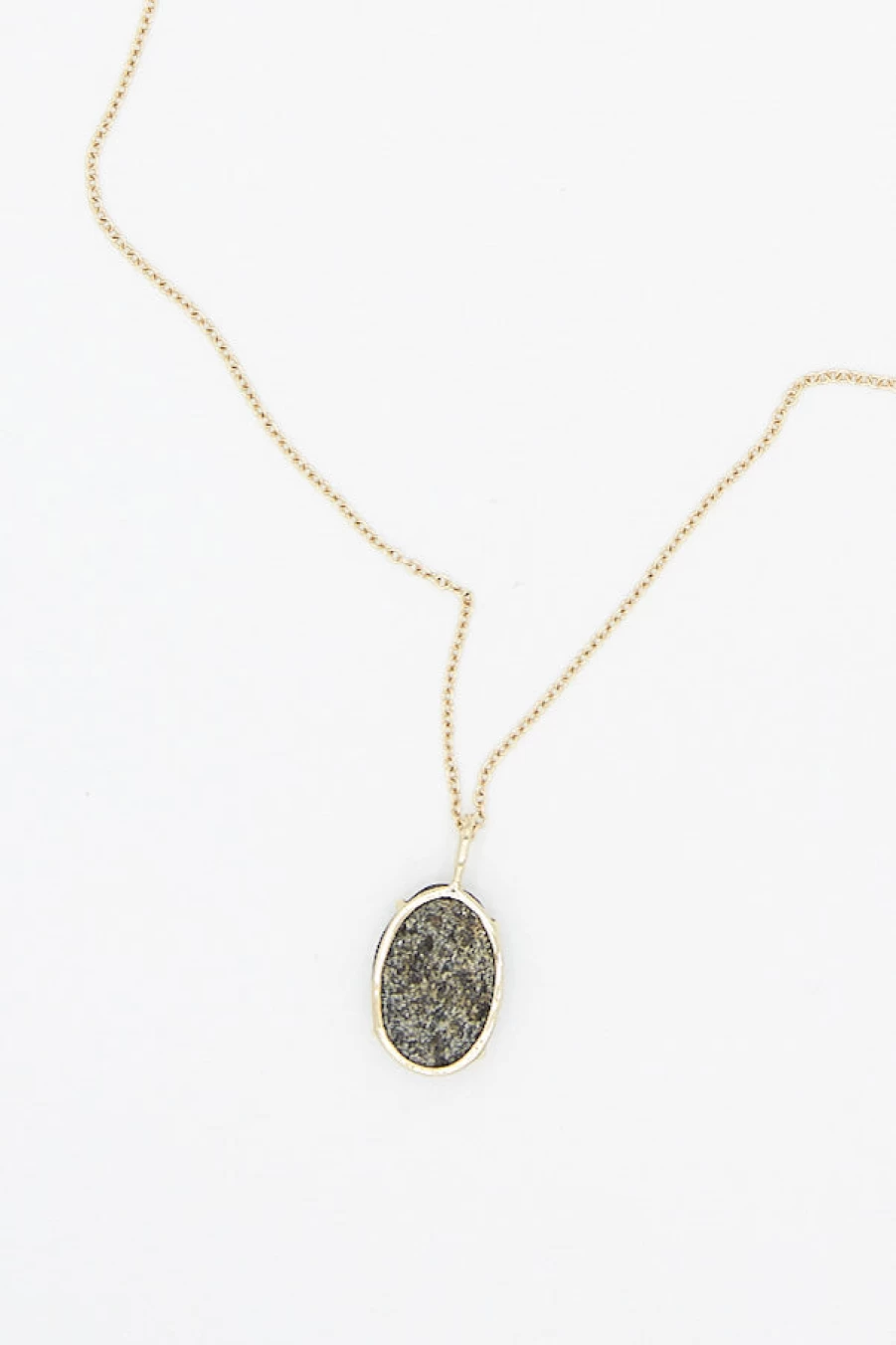 Mary MacGill 14K Gold Floating Necklace with Block Island Stone - 16 Inch Chain