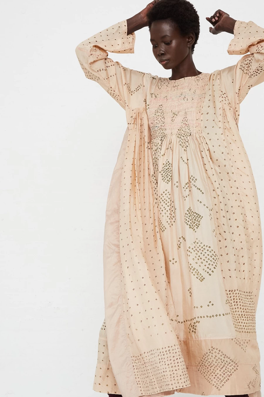 Injiri Long Sleeve Silk Dress | Elegant Oroboro Design for Women