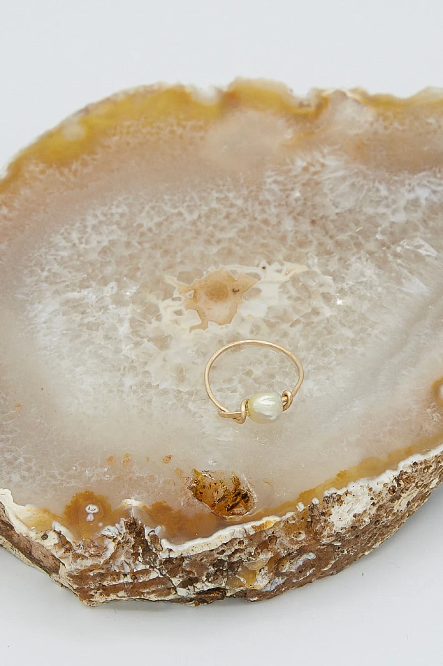Mary MacGill 14K Gold Mermaid Pearl Ring - Elegant Golden Pearl Jewelry