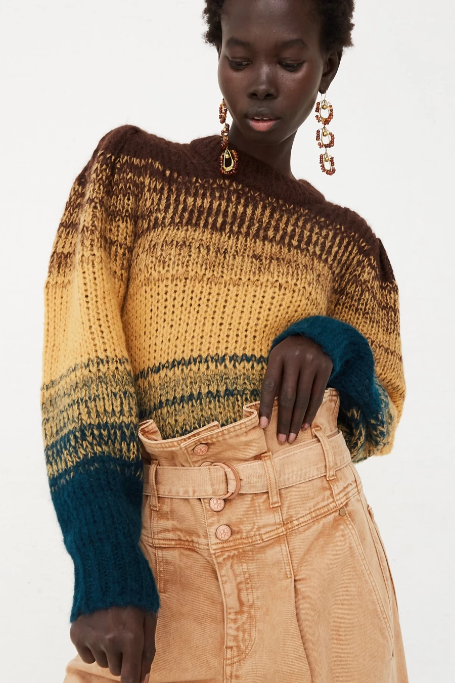 Ulla Johnson Rosalia Alpaca Crew Neck Sweater in Desert | Women's Luxury Knitwear
