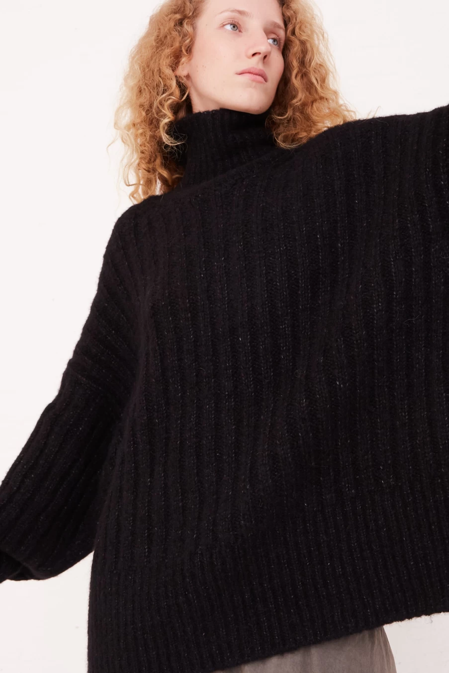 Lauren Manoogian Black Ribbed Turtleneck Sweater | Luxurious Knitwear for Women