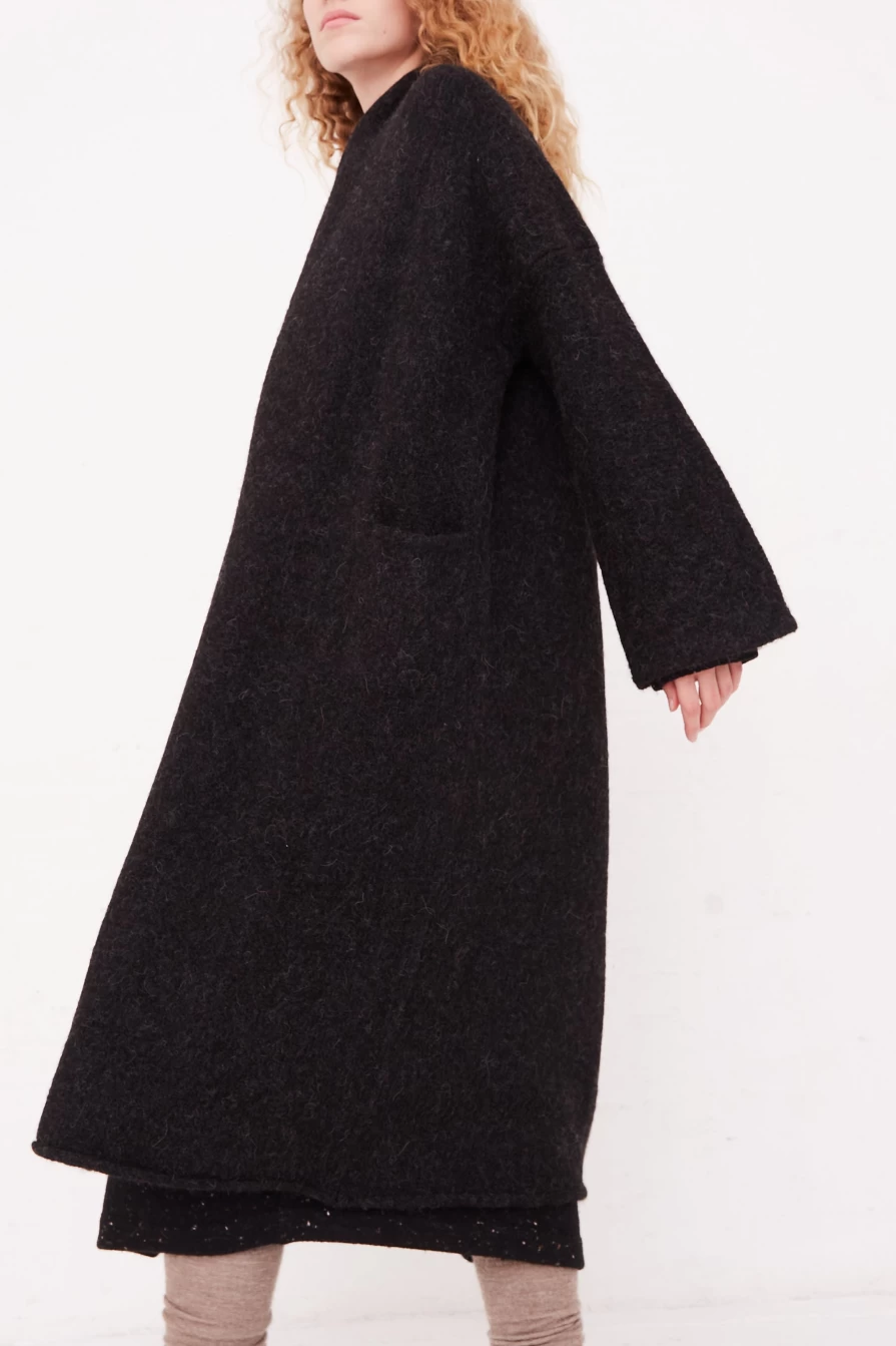Lauren Manoogian Black Long Shawl Cardigan | Luxurious Oversized Knit Sweater Coat | Oroboro Collection