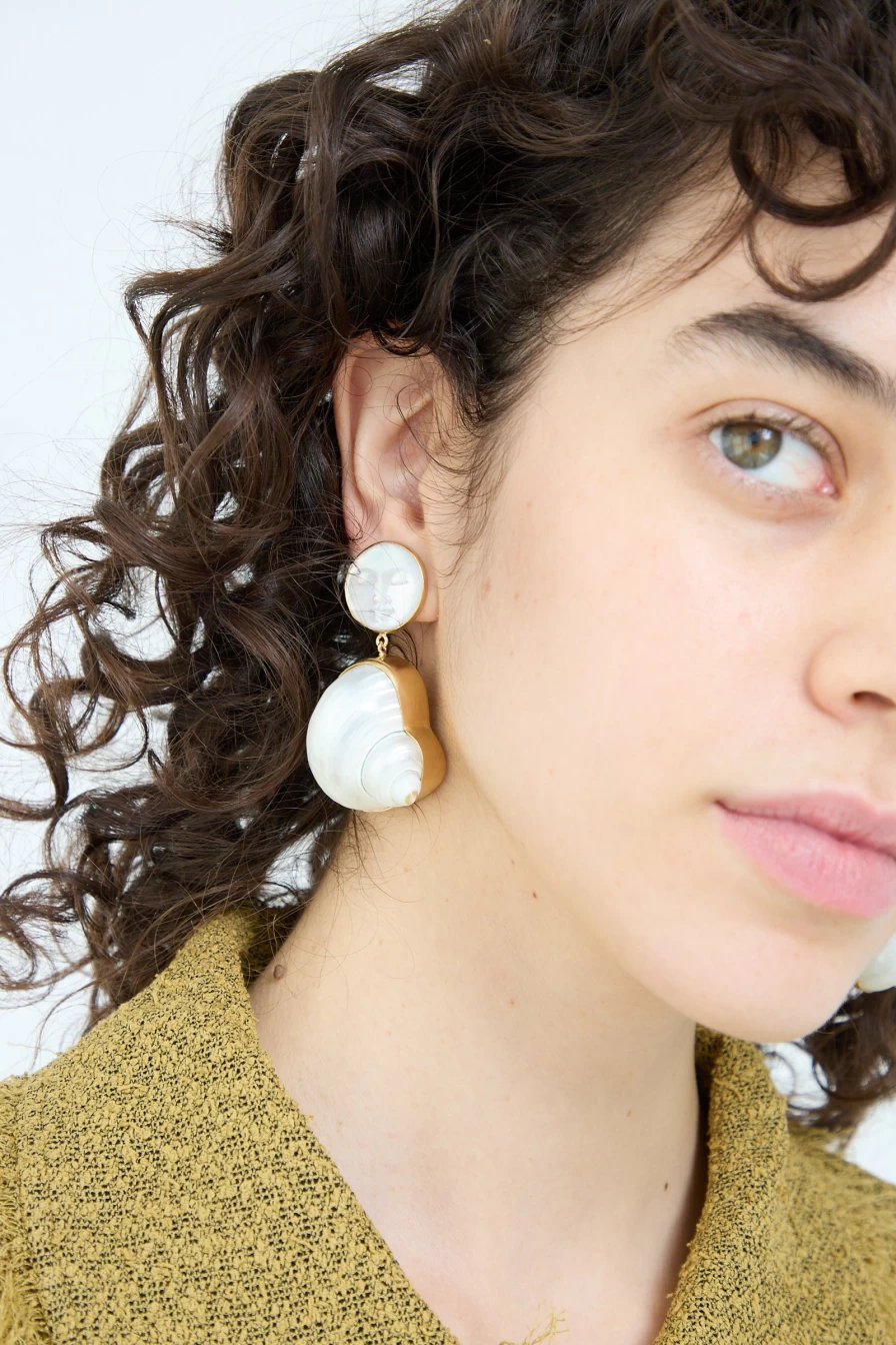 Grainne Morton Moon and Star Shell Drop Earrings - Handcrafted Sterling Silver Dangle Earrings with Natural Shell Accents