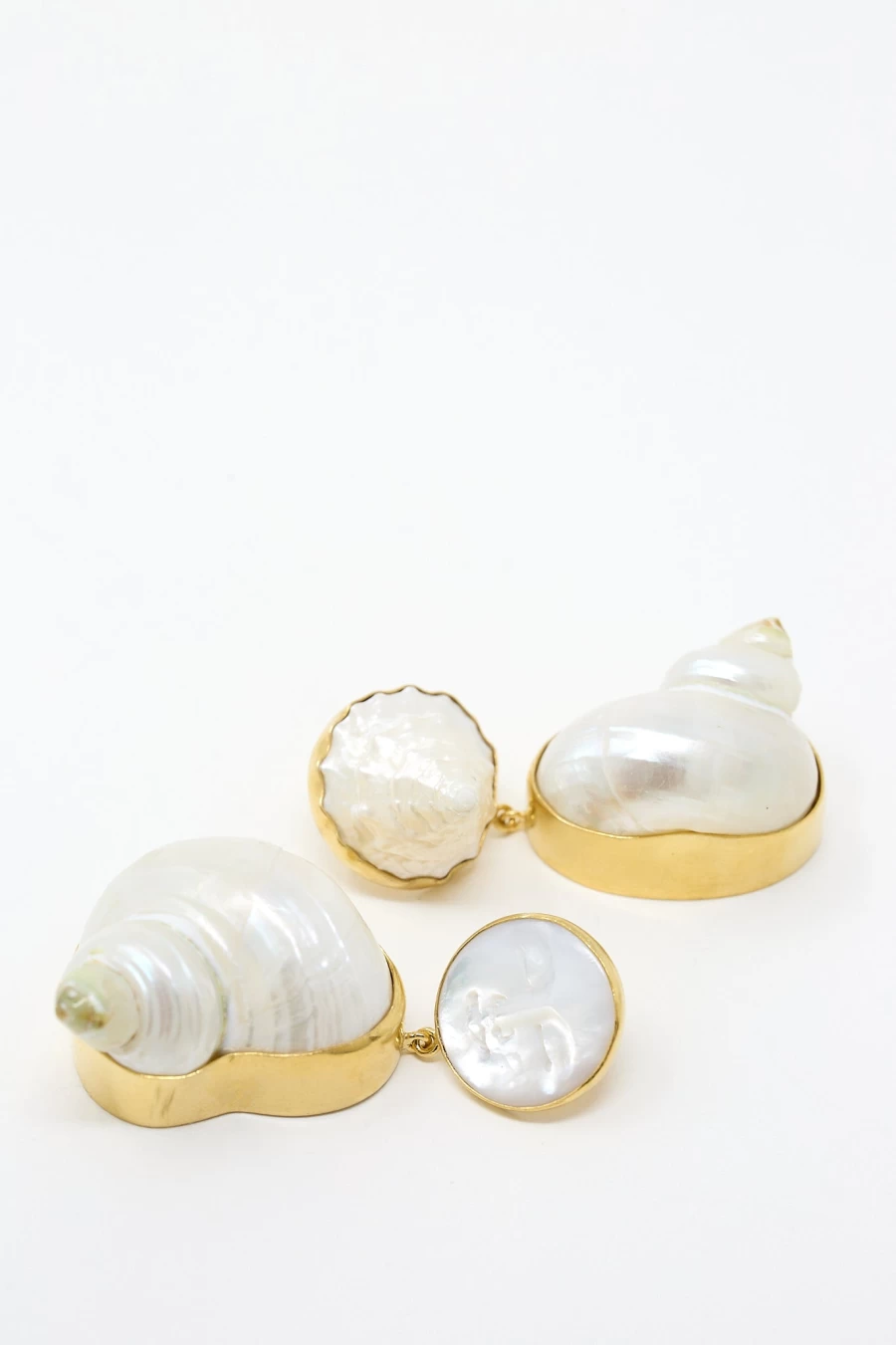 Grainne Morton Moon and Star Shell Drop Earrings - Handcrafted Sterling Silver Dangle Earrings with Natural Shell Accents