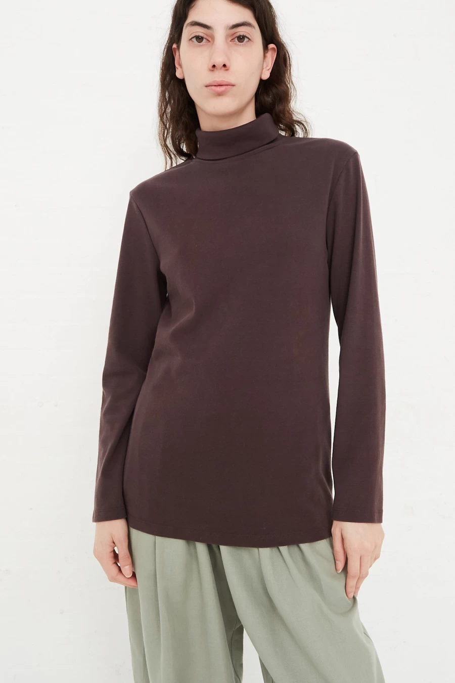 Black Crane Organic Cotton Rib Knit Turtleneck Sweater - Plum & Burgundy Turtleneck Top | Sustainable Women's Fashion