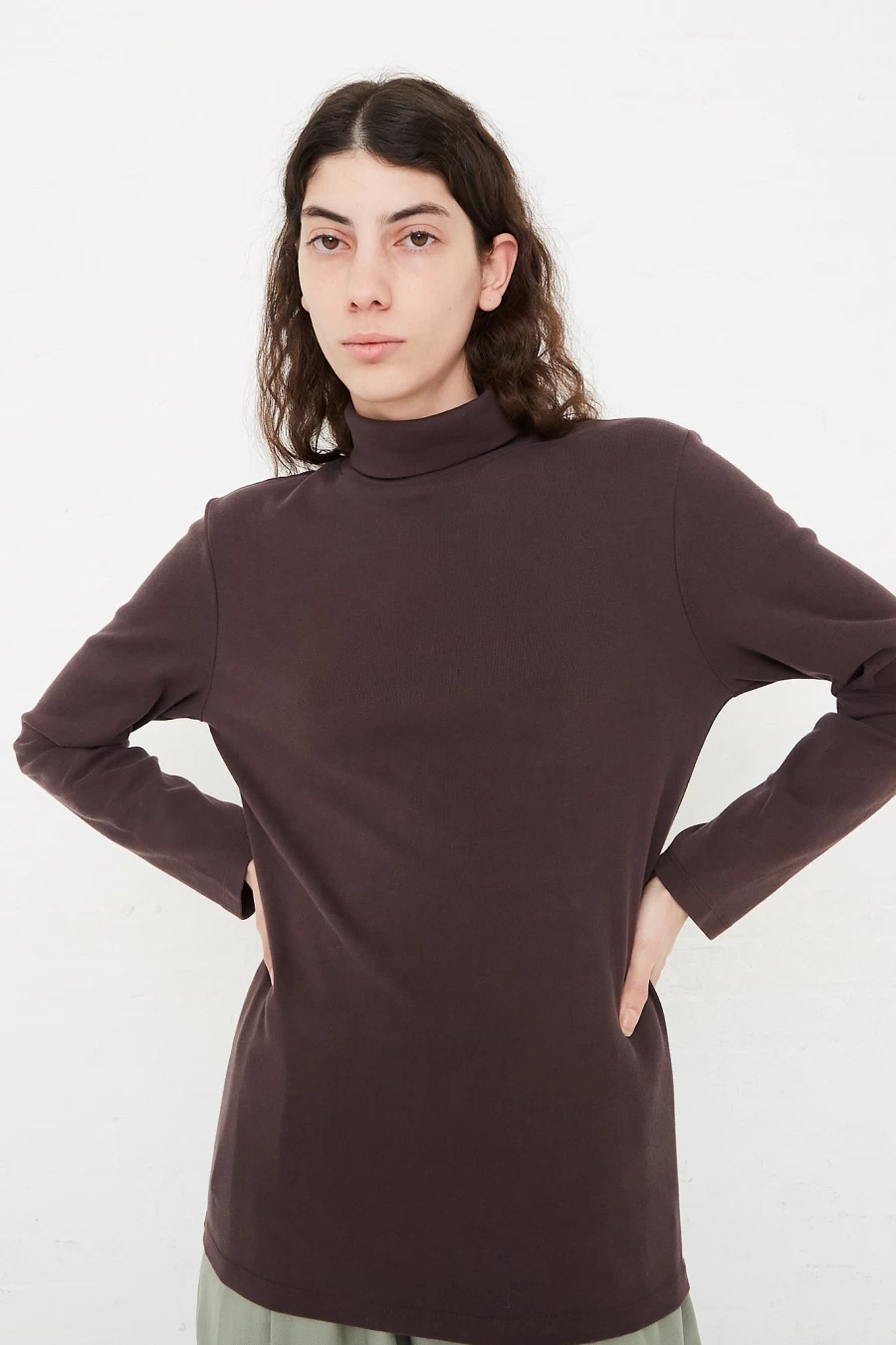 Black Crane Organic Cotton Rib Knit Turtleneck Sweater - Plum & Burgundy Turtleneck Top | Sustainable Women's Fashion