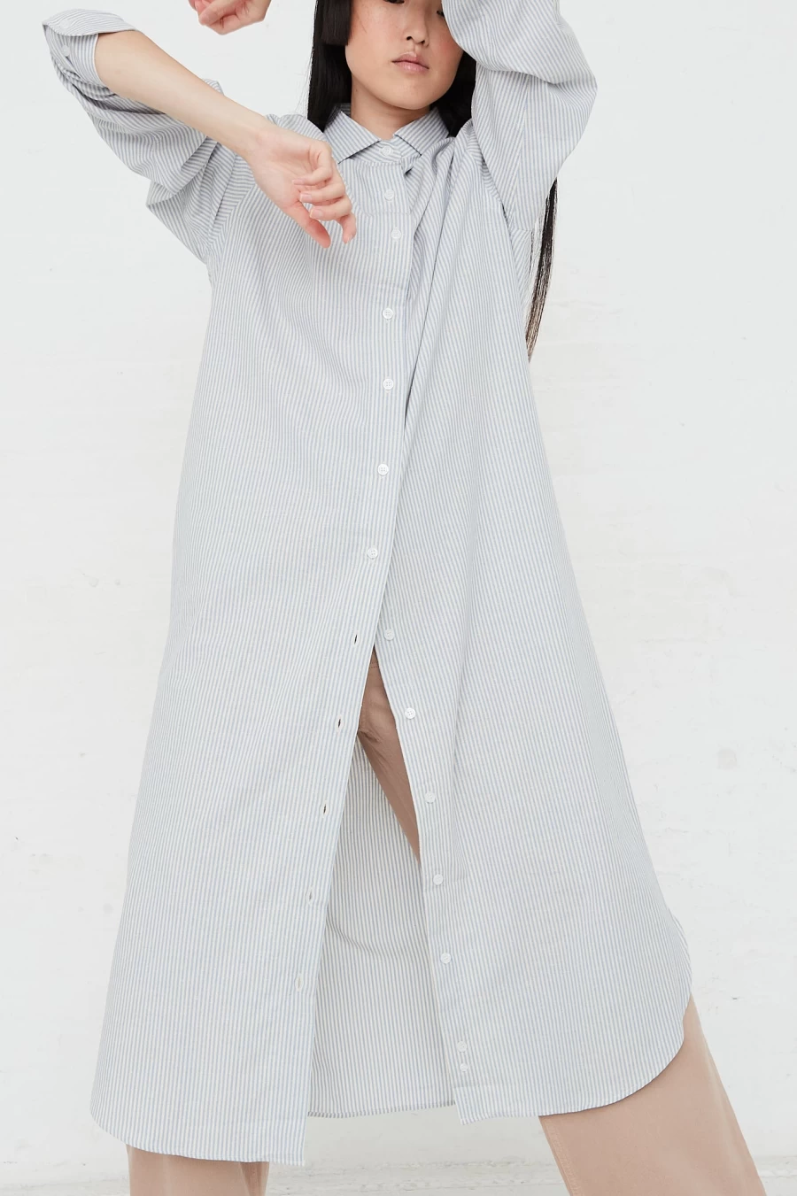Baserange Ole Organic Cotton Long Sleeve Shirt Dress | Sustainable Women's Clothing | Oroboro Store