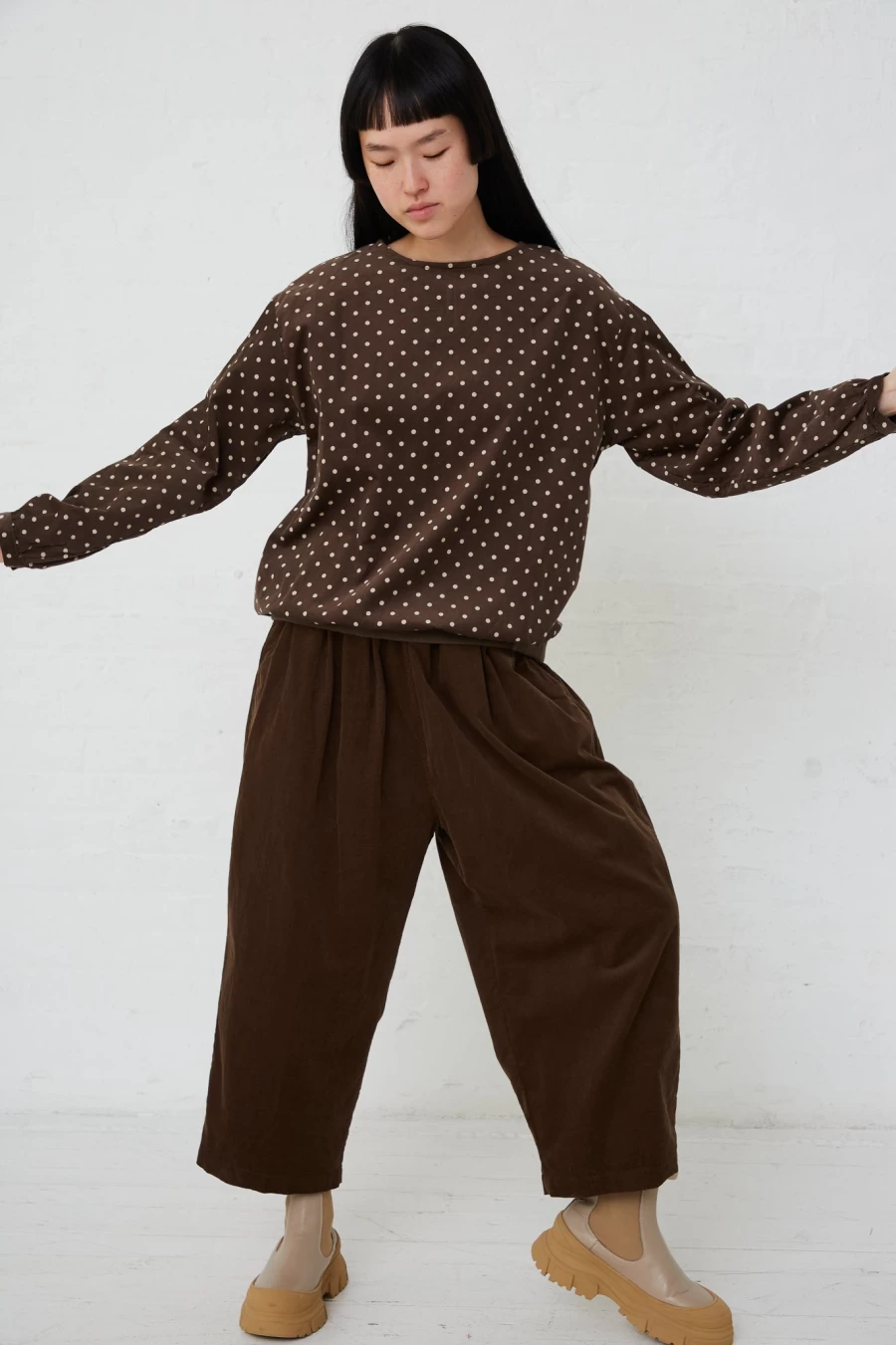"Ichi - Organic Cotton Brown Pants | Sustainable Fashion | Oroboro Collection"