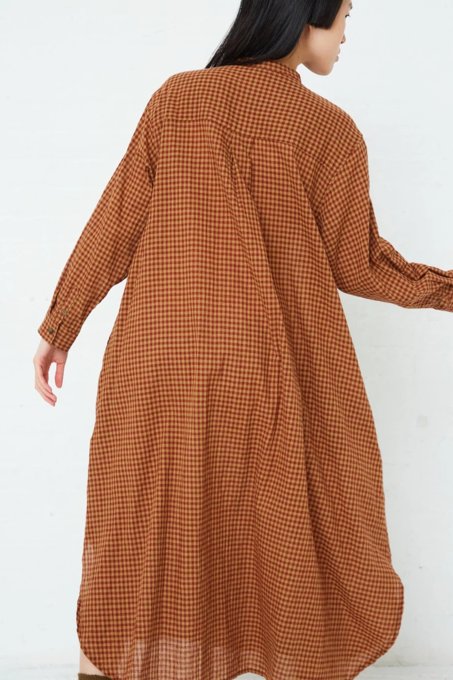 "Ichi Red Cotton-Linen Gingham Dress | Oroboro Collection | Women's Boho Chic Style"