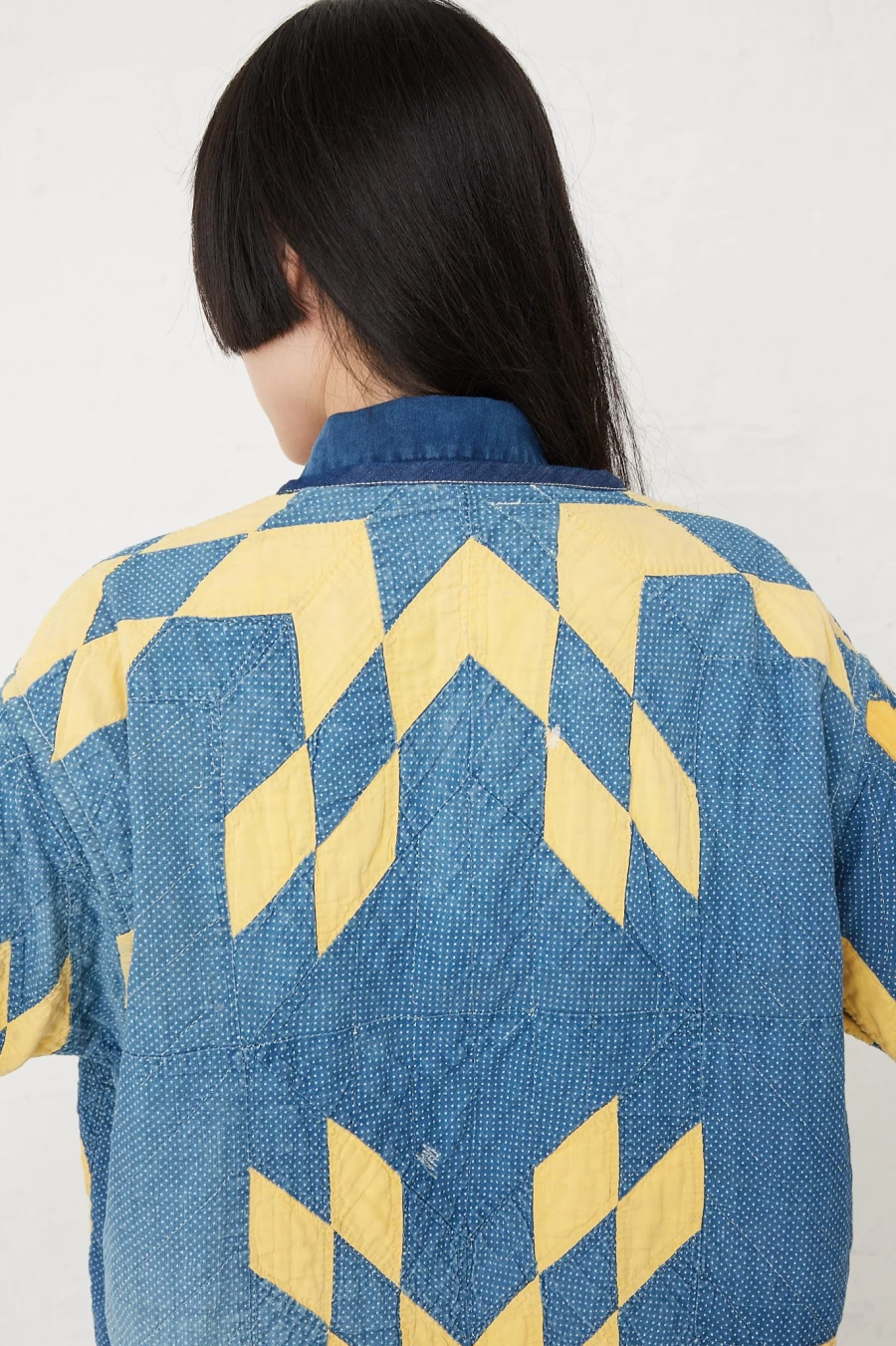 As Ever Quilted Jacket - Indigo & Yellow Reversible Puffer Coat | Oroboro Store