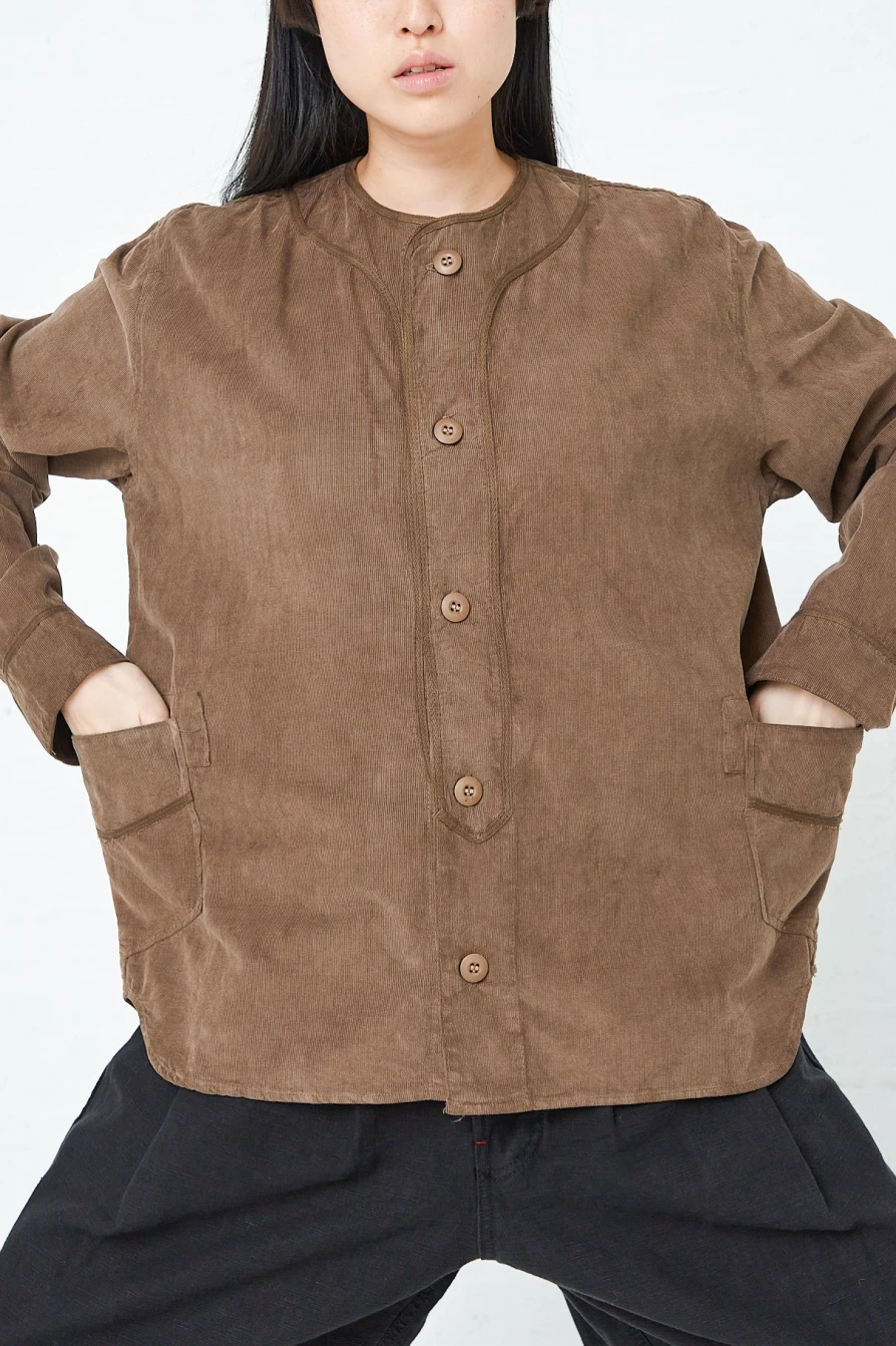 Dr. Collectors Grey Volcano Cotton Corduroy Baseball Shirt - Vintage Style Casual Wear