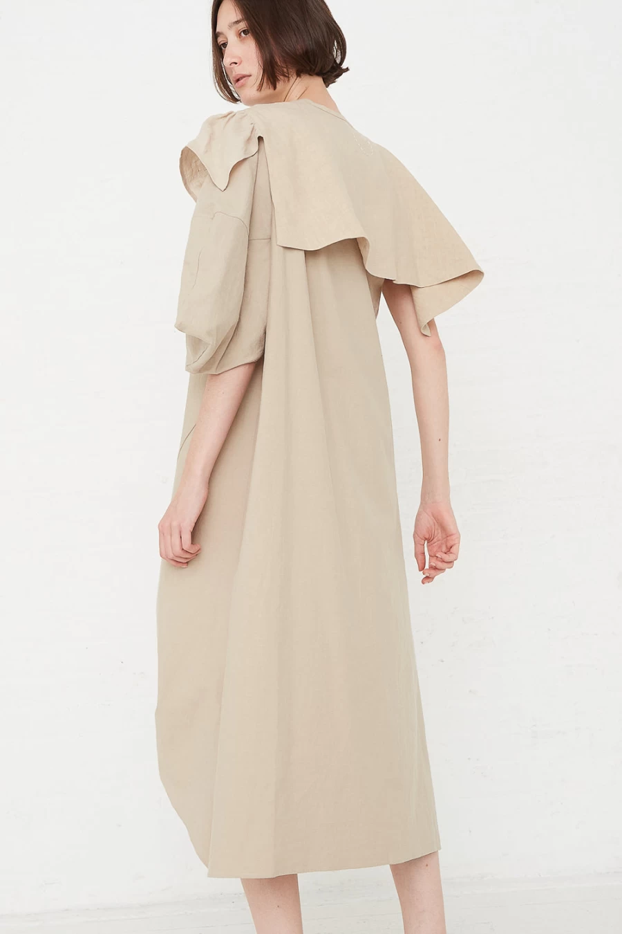 Cosmic Wonder Geometry Dress in Light Beige | Oroboro Collection | New York NY Women's Fashion