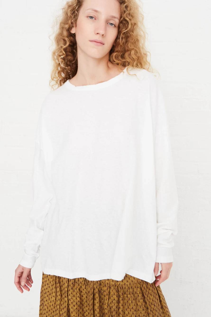 "Ichi Antiquit White Cotton Loose Pullover | Oroboro Store"