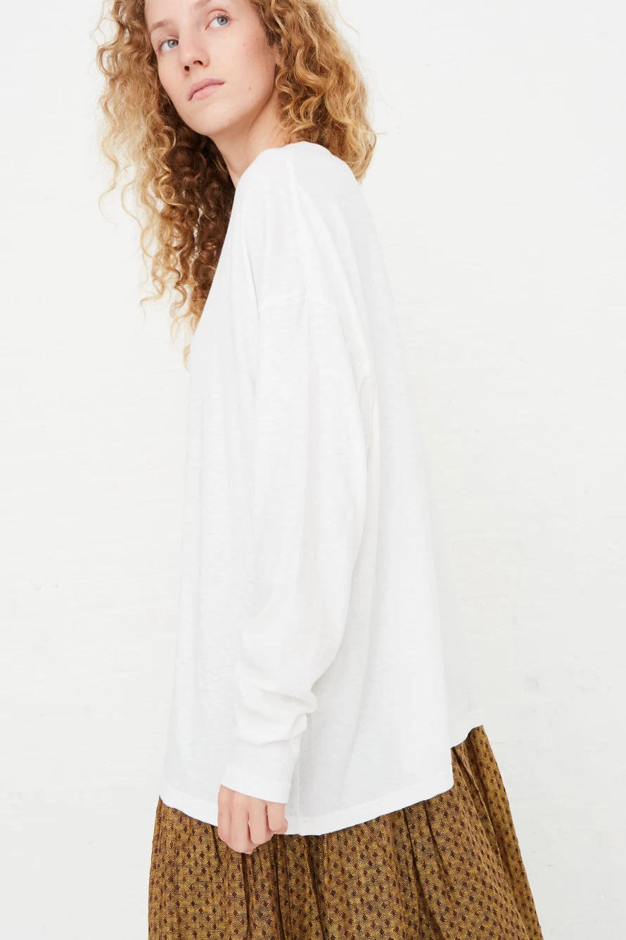 "Ichi Antiquit White Cotton Loose Pullover | Oroboro Store"