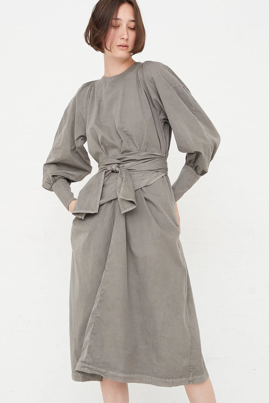 Cosmic Wonder Wrapped Dress in Sumi | Oroboro Suvin Broadcloth Elegant Design