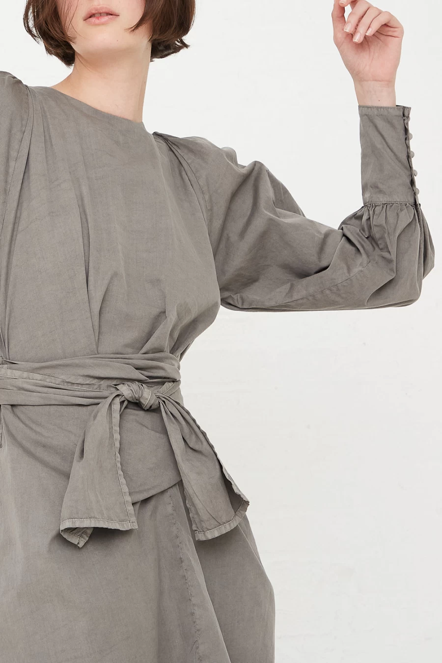 Cosmic Wonder Wrapped Dress in Sumi | Oroboro Suvin Broadcloth Elegant Design