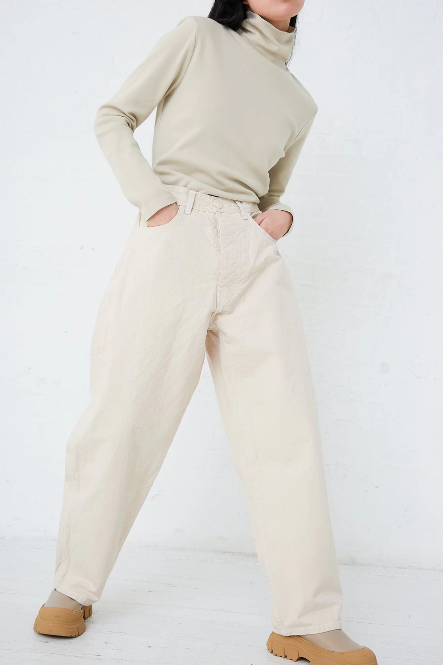 Jesse Kamm Organic Canvas California Wide Leg Pants in Natural | Oroboro Sustainable Fashion