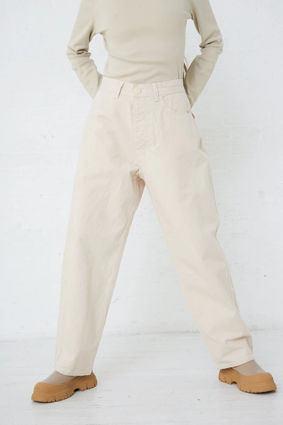Jesse Kamm Organic Canvas California Wide Leg Pants in Natural | Oroboro Sustainable Fashion
