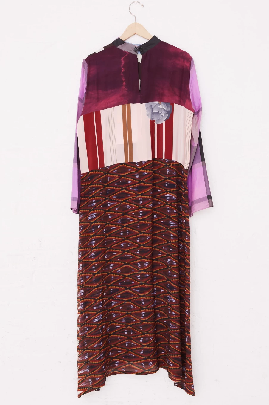 Bettina Bakdal Silk Fehli Dress with Classic Mandarin Collar | Elegant Oroboro Silk Gown