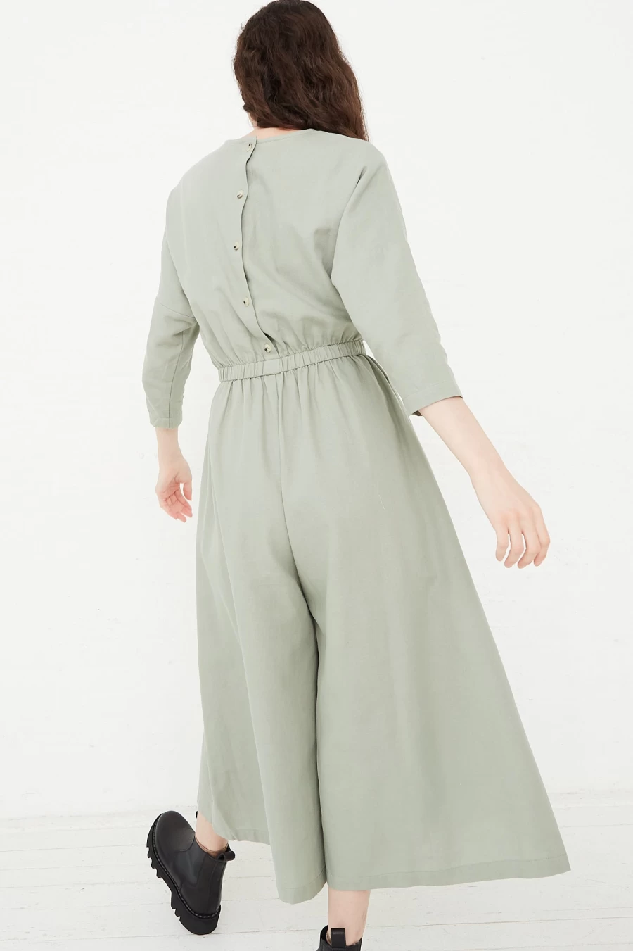 Black Crane Agave Twill Wide-Leg Culotte Jumpsuit | Oroboro Collection