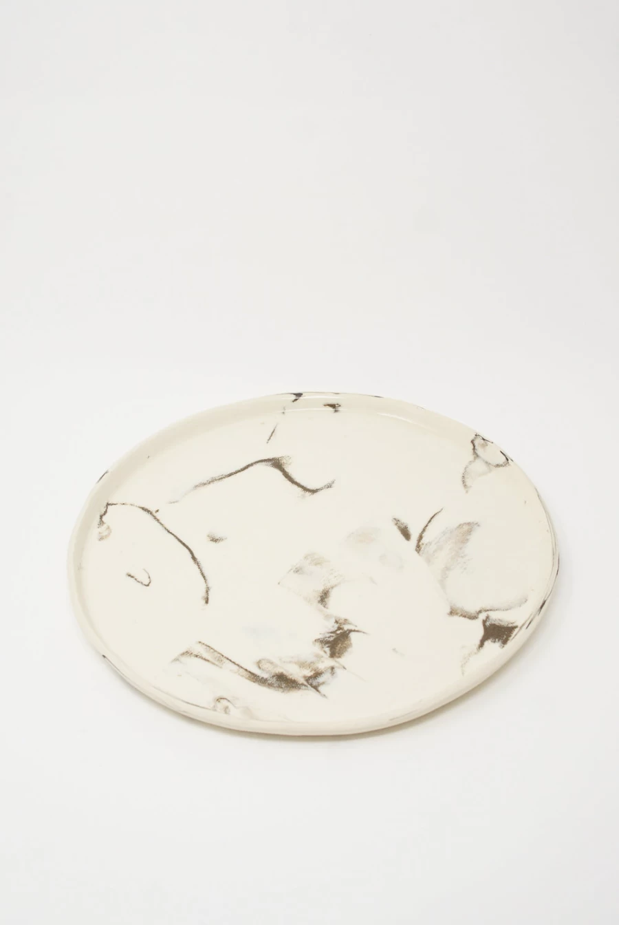 Lost Quarry Marble Fields Platter - Handcrafted White & Black Marbled Ceramic Dish | Oroboro Store New York