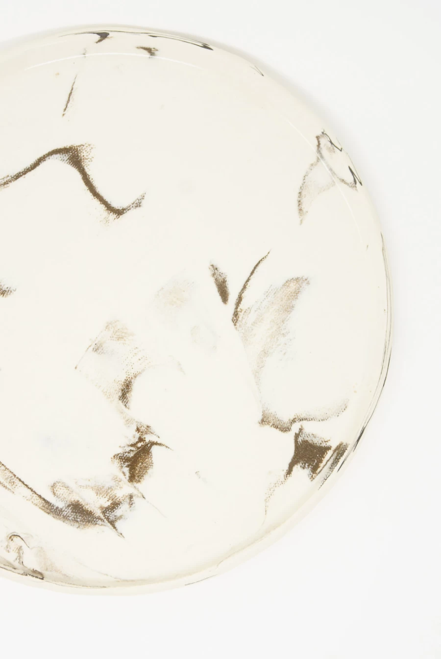Lost Quarry Marble Fields Platter - Handcrafted White & Black Marbled Ceramic Dish | Oroboro Store New York